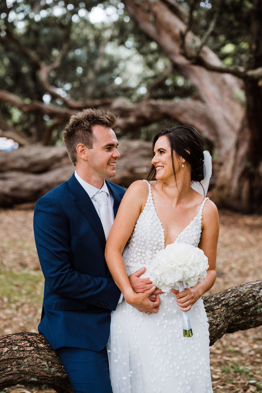 Parnell rose gardens, trees, puhutakawa, wedding, couple
