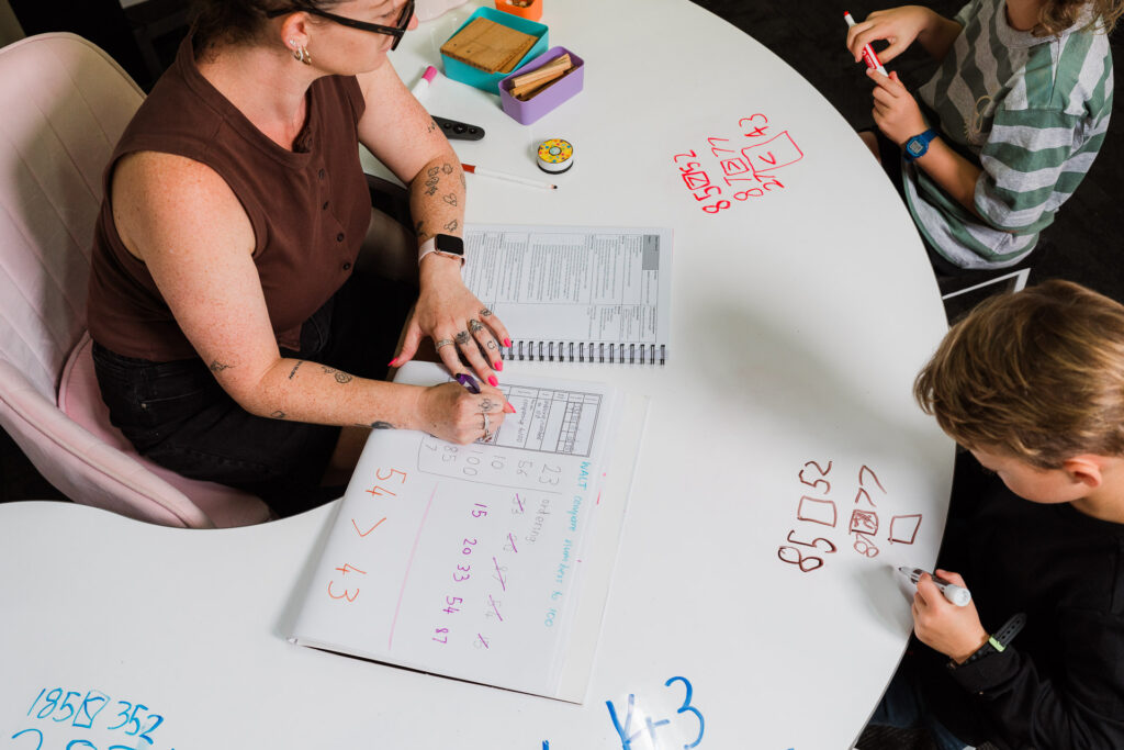 Close-up of a child’s hands using Mrs Priestly’s new ICT product, brand photography by Wonderferris Auckland.