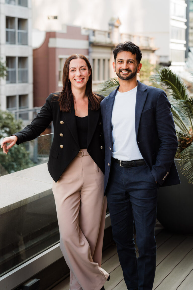 Duo portrait of Co Legal lawyers during a corporate branding shoot in Auckland, perfect for professional marketing and website use.
