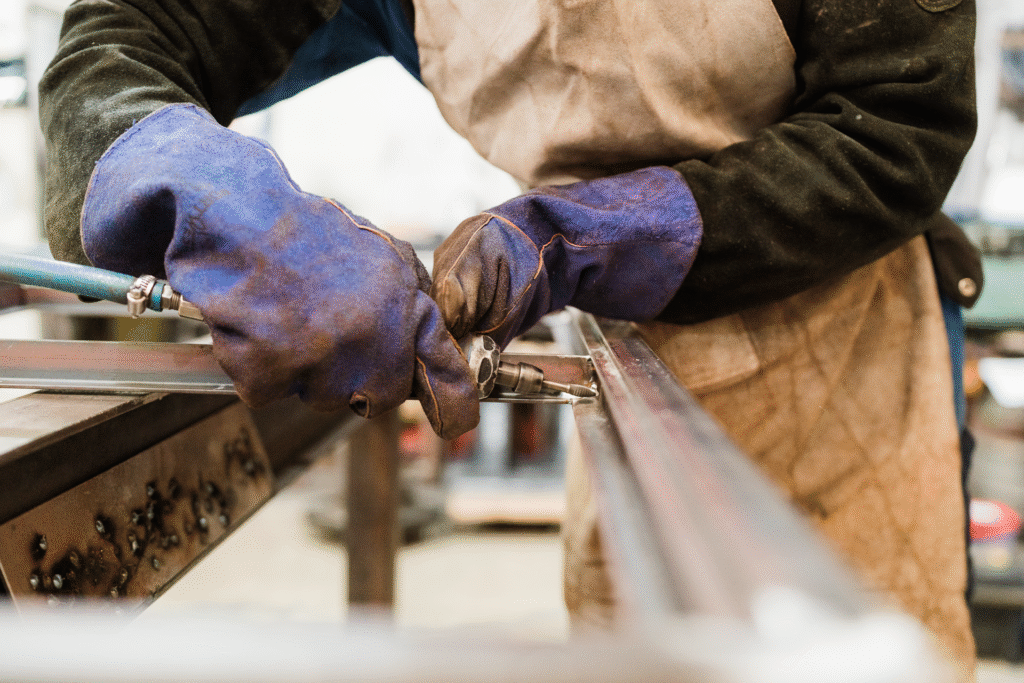 Behind-the-scenes brand image of steel fabrication at Crittall, an Auckland commercial client.