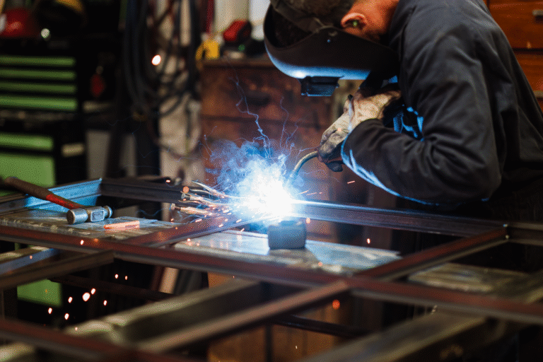 Workshop branding photo highlighting skilled trade at Auckland’s Crittall steel company.
