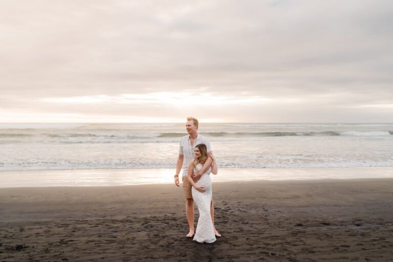 Soft peach skies at Muriwai